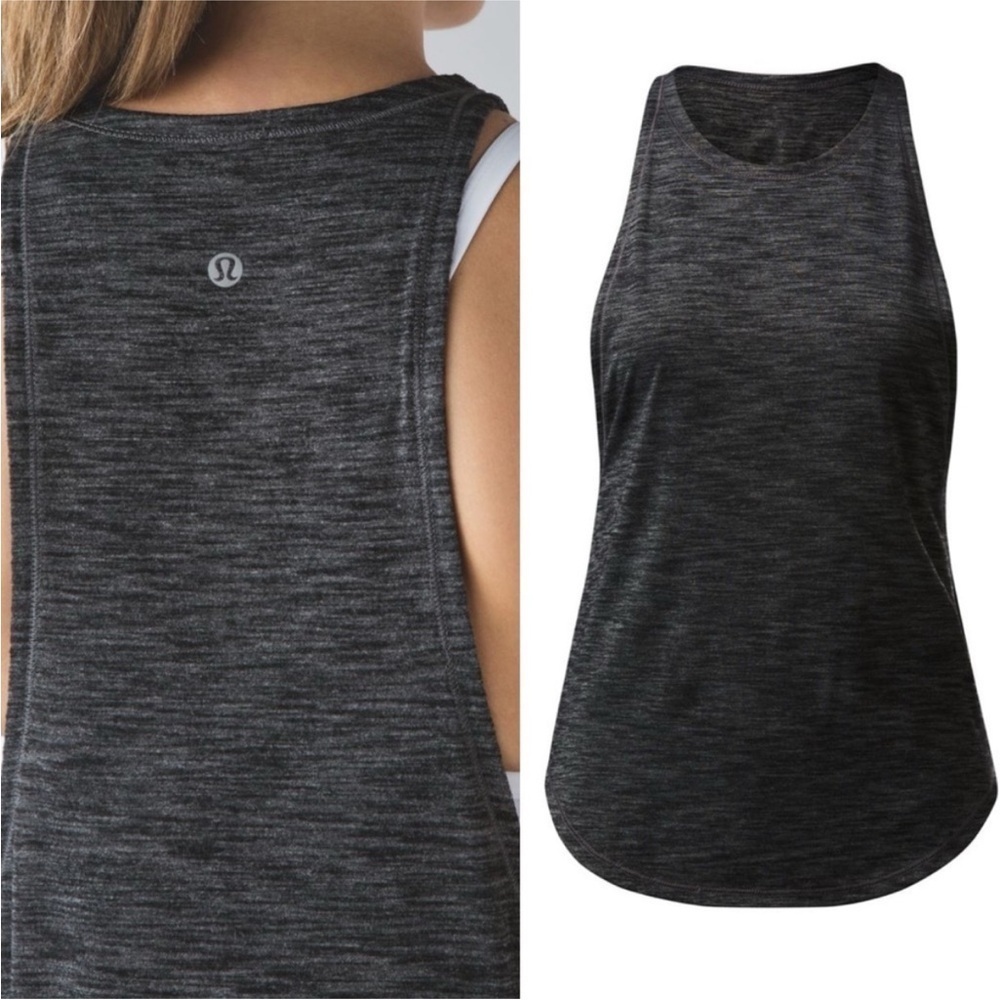 Lululemon Sweat Date Heathered Grey Athletic Tank Top Shirt Running Fitness Gym - Picture 3 of 7